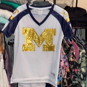 VS Pink Michigan glitter jersey